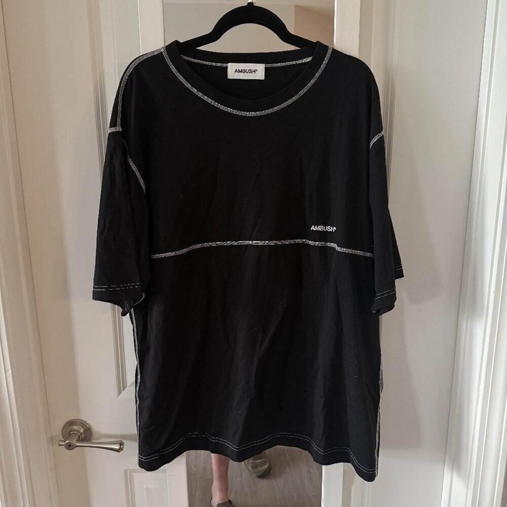 AMBUSH logo-embroidered T-shirt Size XXL Color Black White
